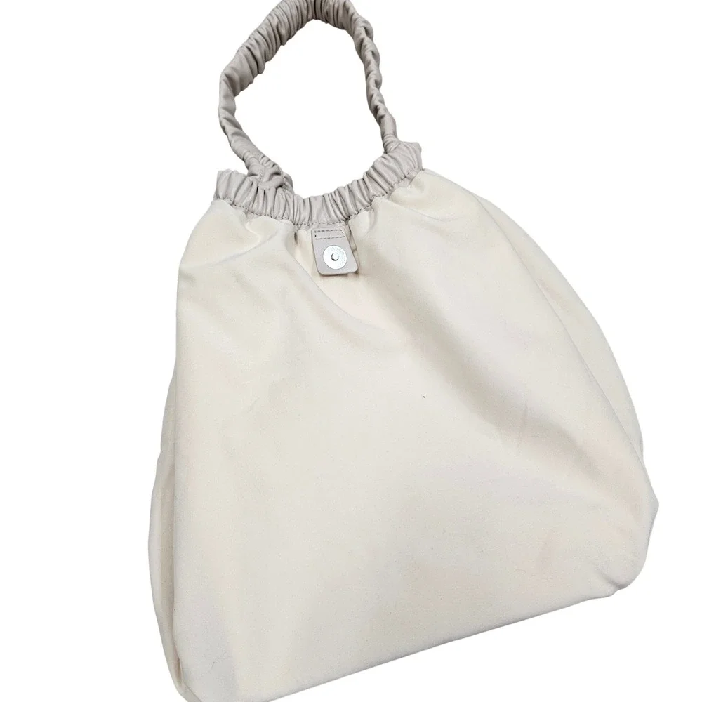 Oak + Fort Shoulder Bag Beige Ruched Vegan Leather Slouchy Hobo‎ Minimalist